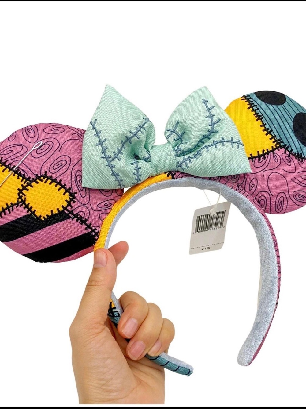 Disney Sally Patchwork Mouse Ear Headband with Mint Bow